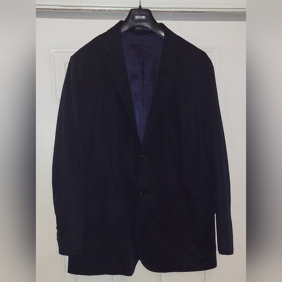 POLO BY RALPH LAUREN MEN'S NAVY BLUE COTTON 2-BUTTON SPORTS JACKET SIZE 46 R